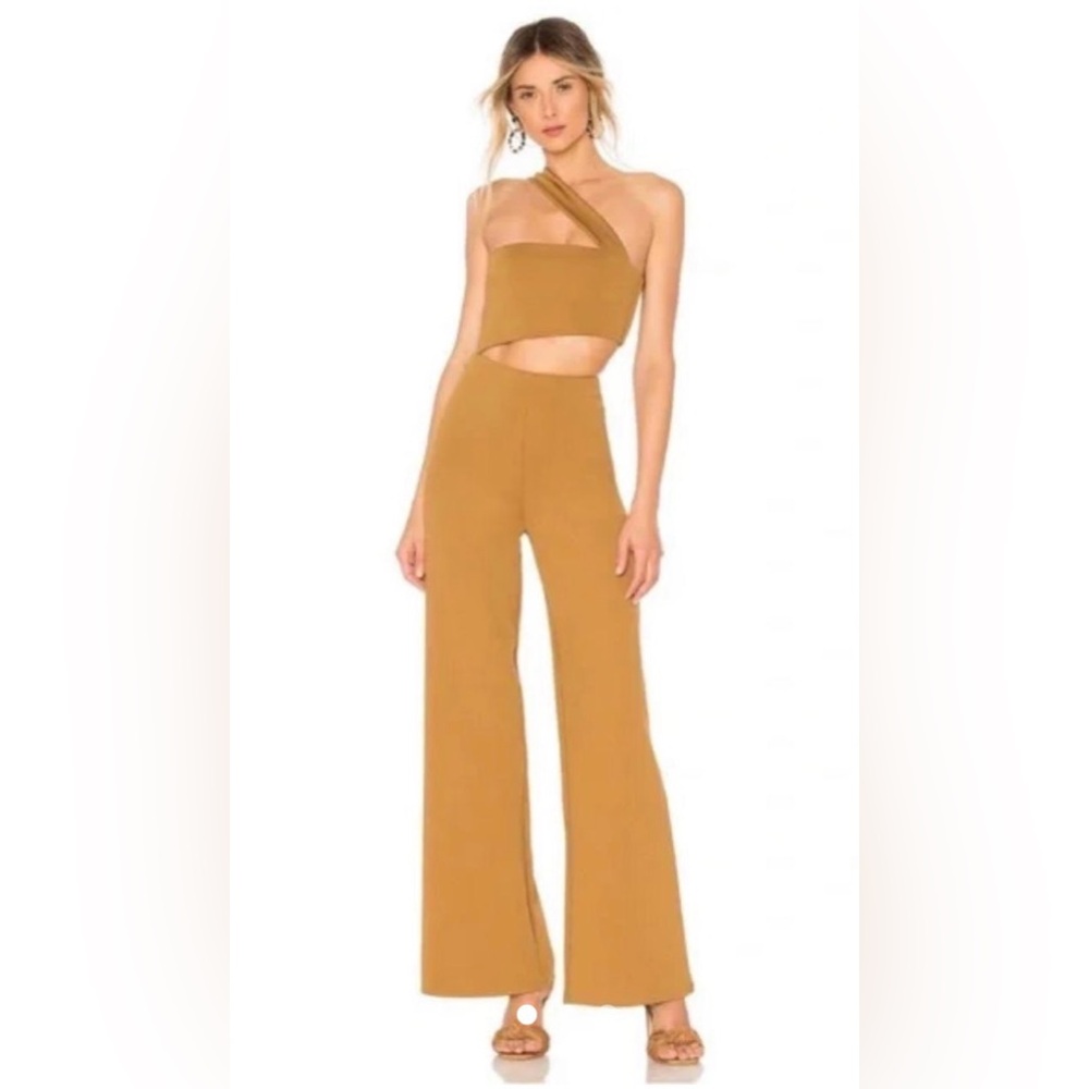 House of Harlow 1960 Wide-Leg Cutout Jumpsuit in Mustard